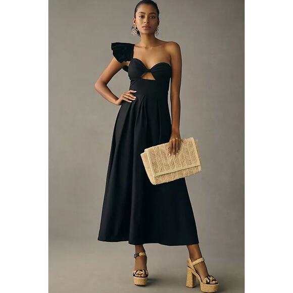 Anthropologie Dresses & Skirts - NWT! ANTHROPOLOGIE Eva Franco One-Shoulder Pleated Dress SIZE-4P
